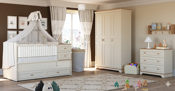 Bunk Bed, Desk, Toy Cabinet